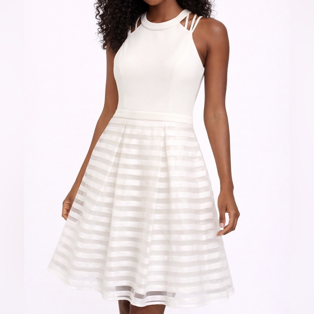 Guess White Striped Midi Dress - NEW WITH TAGS - Size 4